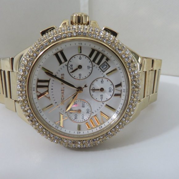 (#B) Michael Kors MK5756 Women\'s Gold-Tone Glitz Stainless Steel Bracelet